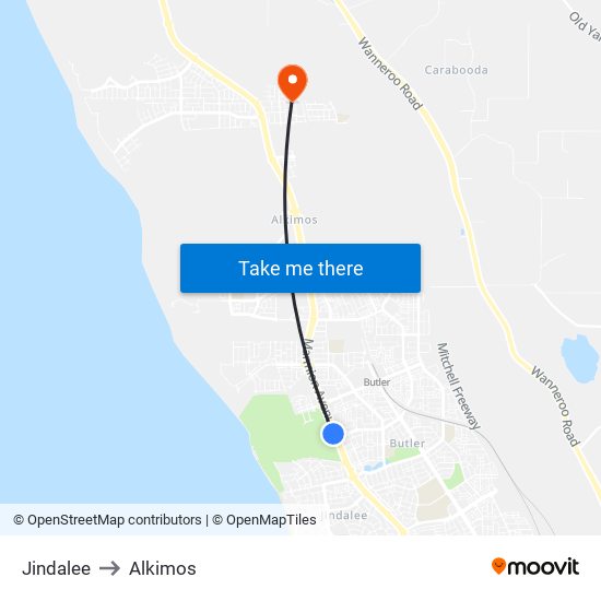 Jindalee to Alkimos map