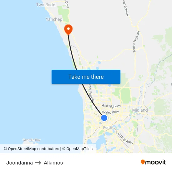 Joondanna to Alkimos map