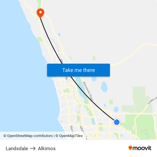 Landsdale to Alkimos map