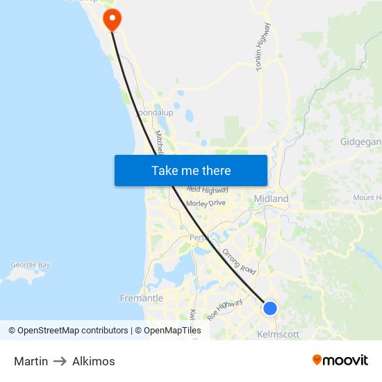 Martin to Alkimos map