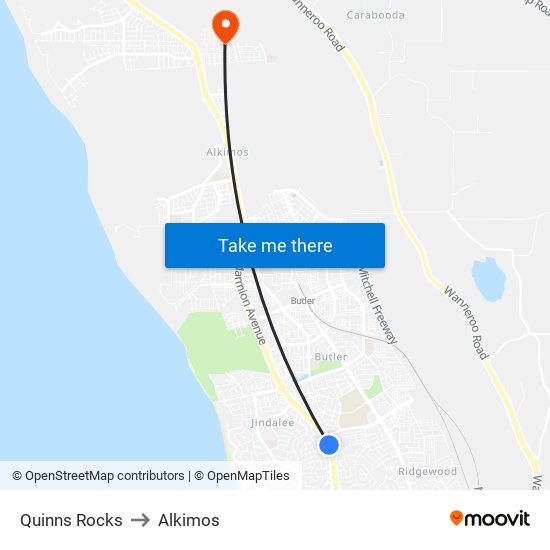 Quinns Rocks to Alkimos map