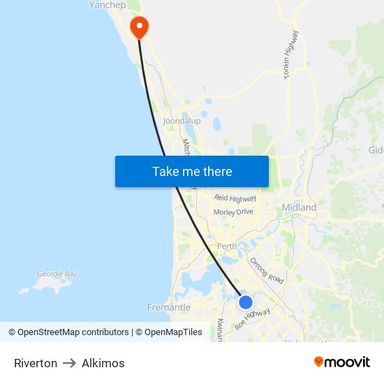 Riverton to Alkimos map