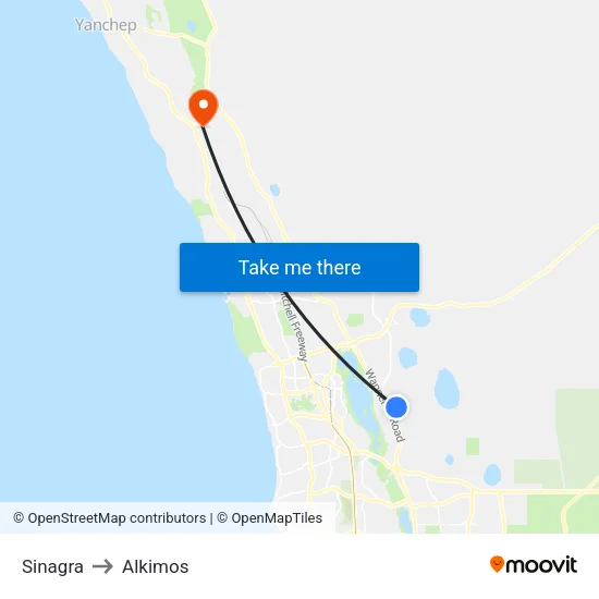 Sinagra to Alkimos map