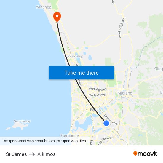 St James to Alkimos map