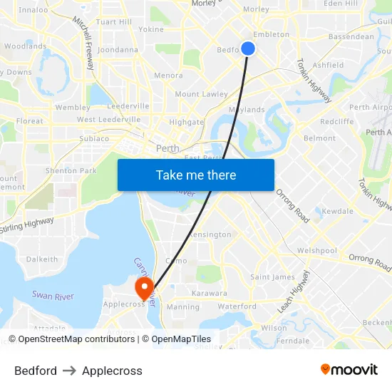 Bedford to Applecross map