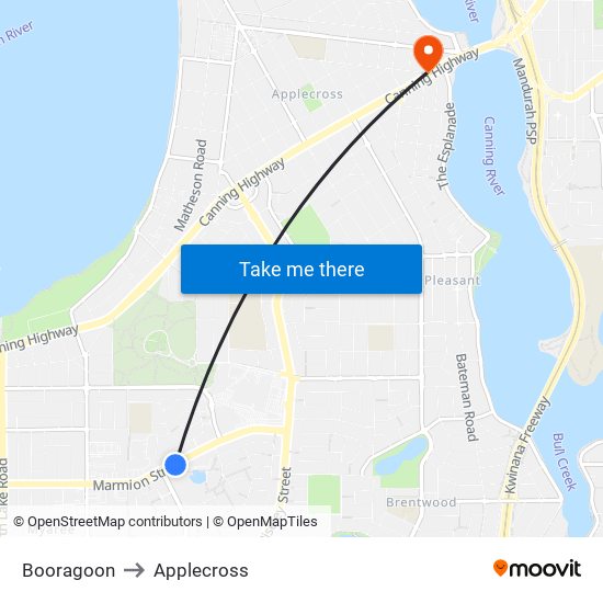 Booragoon to Applecross map