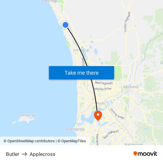 Butler to Applecross map