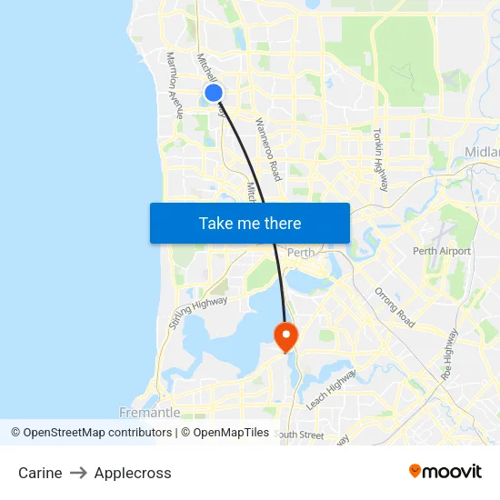 Carine to Applecross map