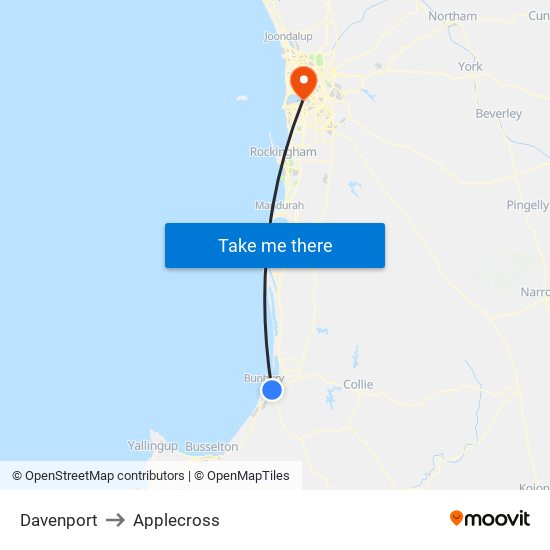 Davenport to Applecross map