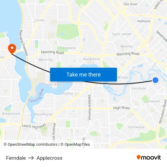 Ferndale to Applecross map