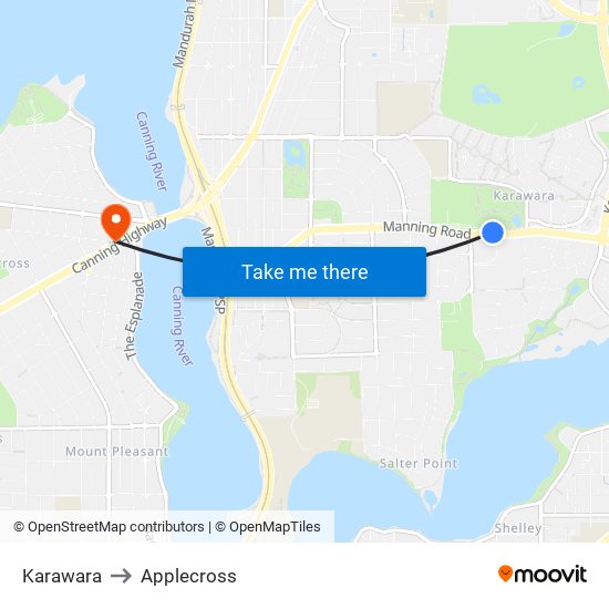 Karawara to Applecross map