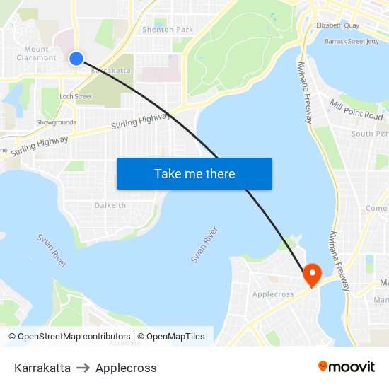 Karrakatta to Applecross map