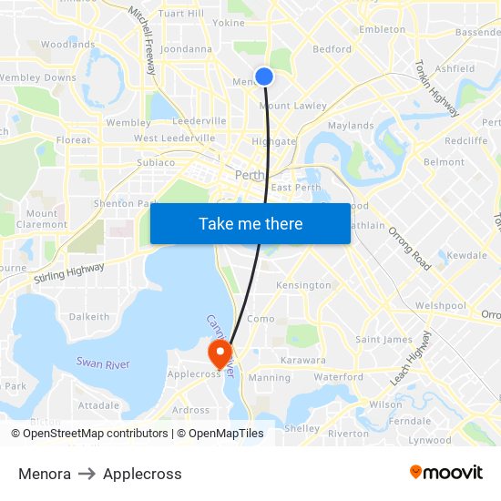 Menora to Applecross map