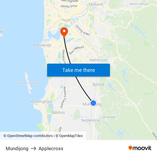 Mundijong to Applecross map