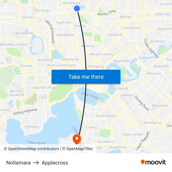 Nollamara to Applecross map