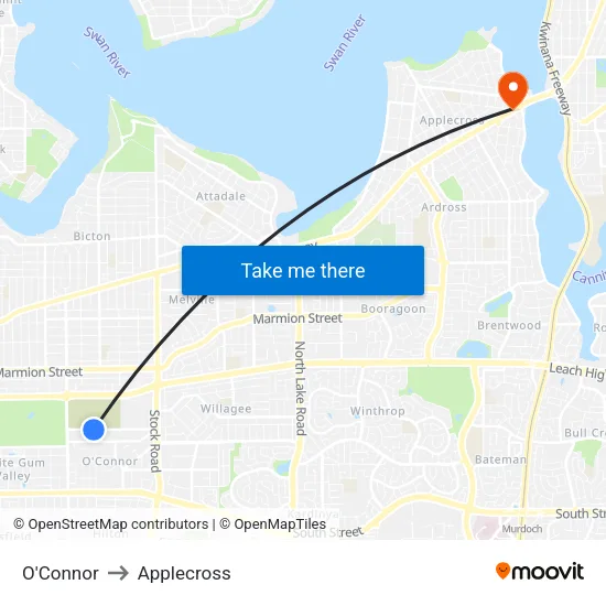 O'Connor to Applecross map