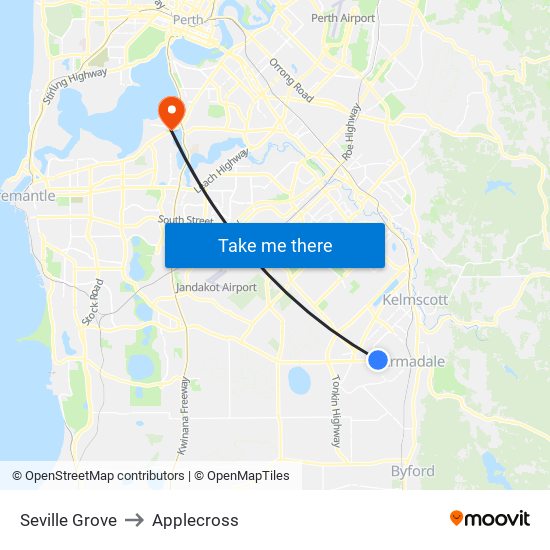 Seville Grove to Applecross map