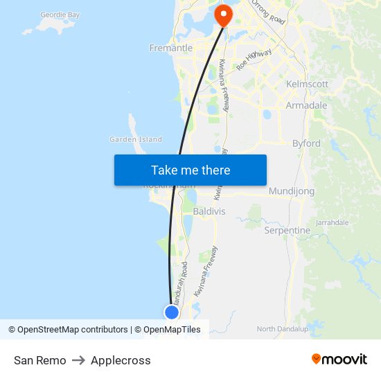 San Remo to Applecross map