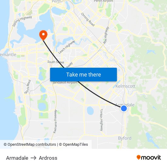 Armadale to Ardross map