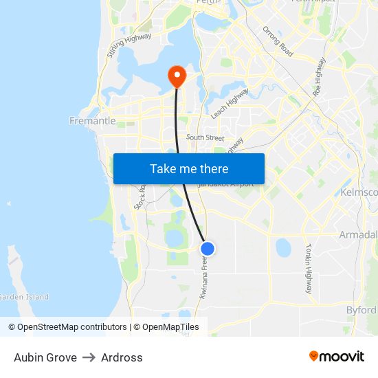 Aubin Grove to Ardross map