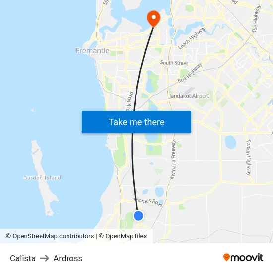 Calista to Ardross map