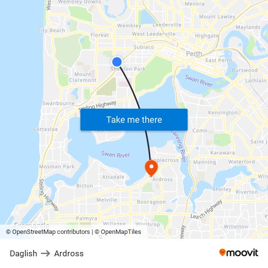 Daglish to Ardross map