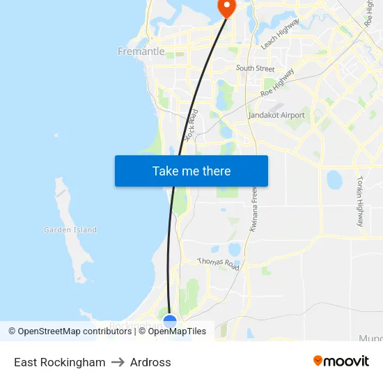 East Rockingham to Ardross map