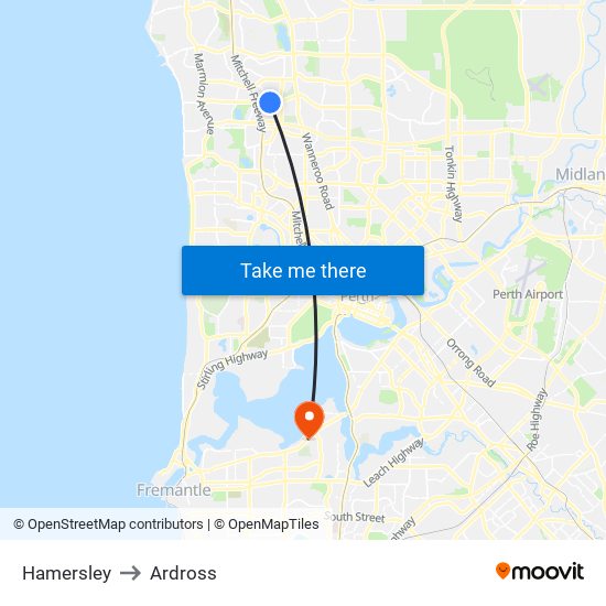 Hamersley to Ardross map