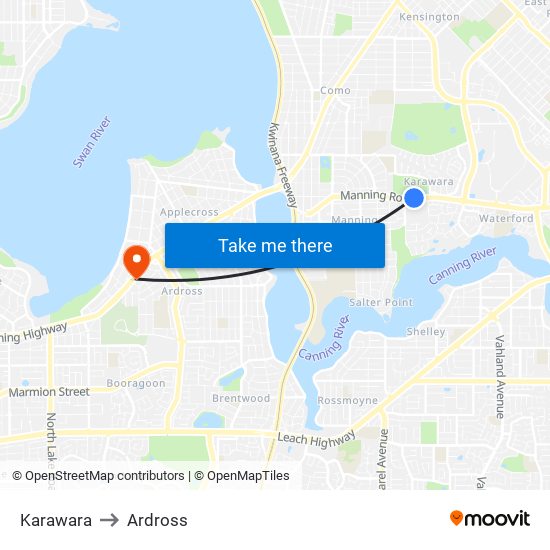 Karawara to Ardross map