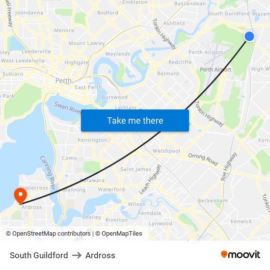 South Guildford to Ardross map