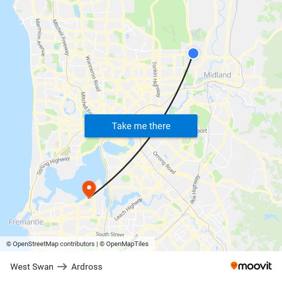 West Swan to Ardross map