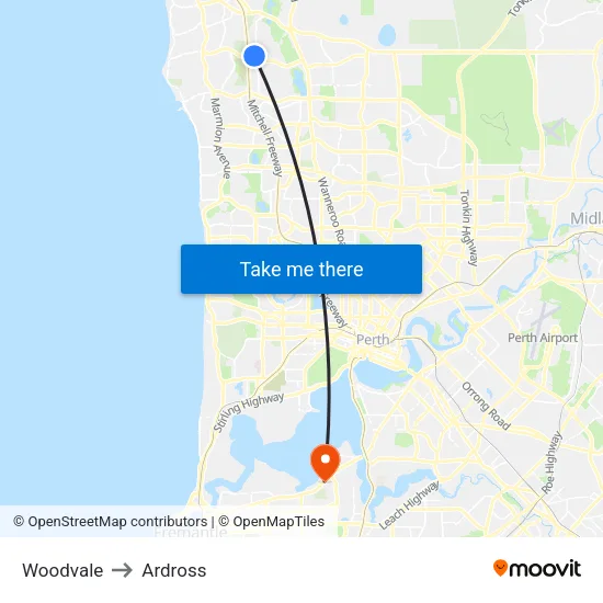 Woodvale to Ardross map