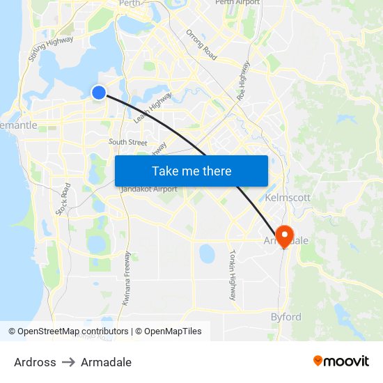 Ardross to Armadale map