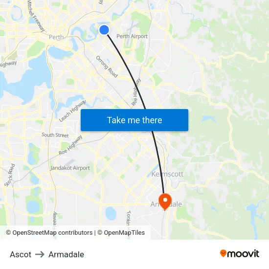 Ascot to Armadale map