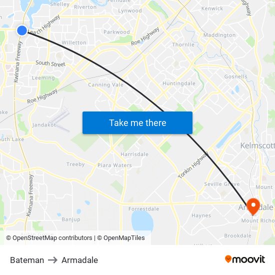 Bateman to Armadale map