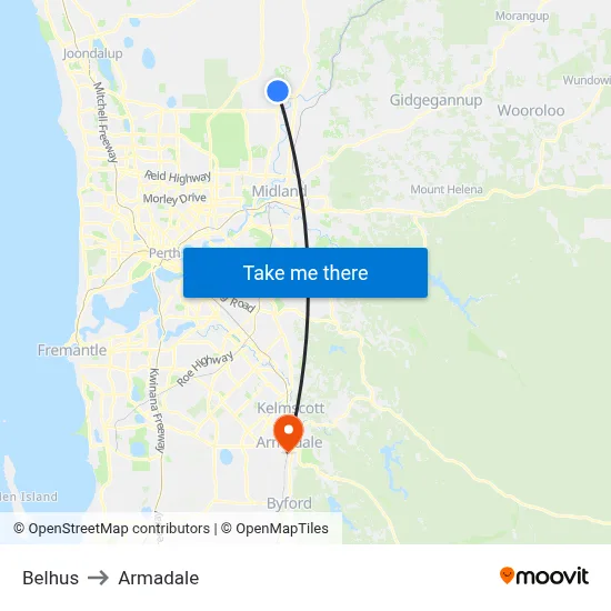 Belhus to Armadale map