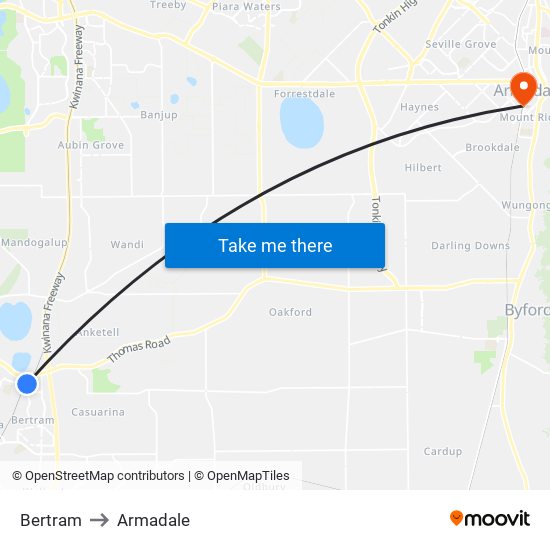 Bertram to Armadale map