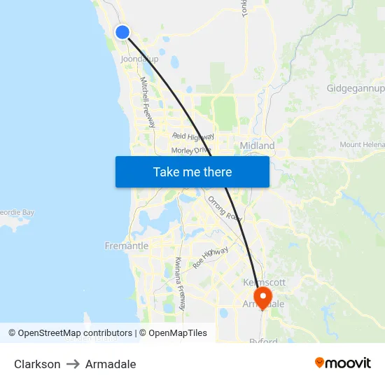 Clarkson to Armadale map
