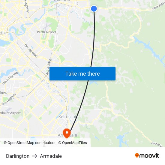 Darlington to Armadale map