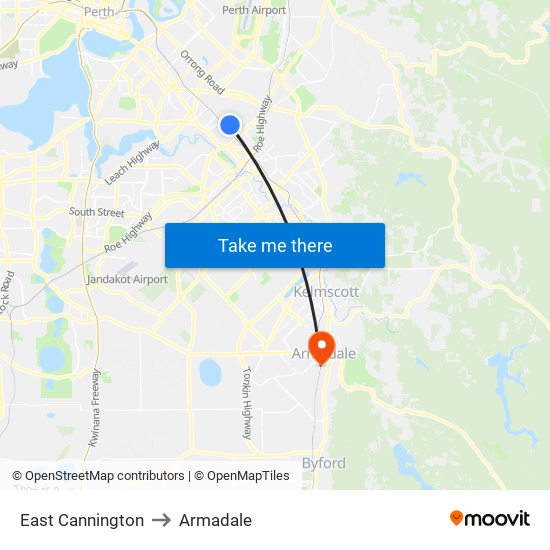East Cannington to Armadale map