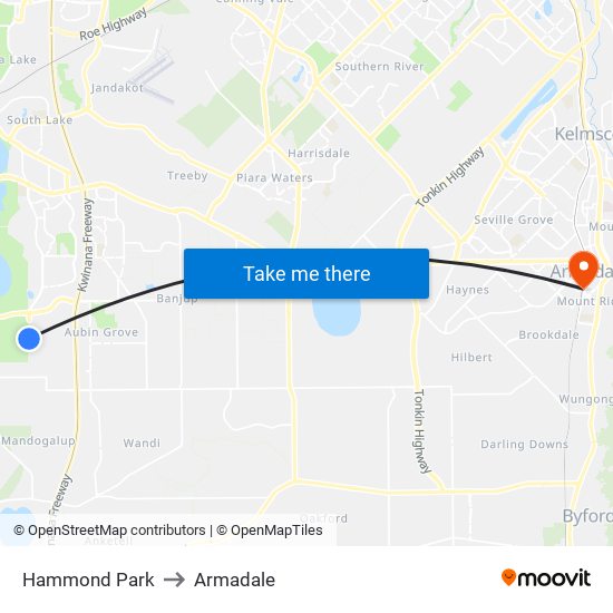 Hammond Park to Armadale map