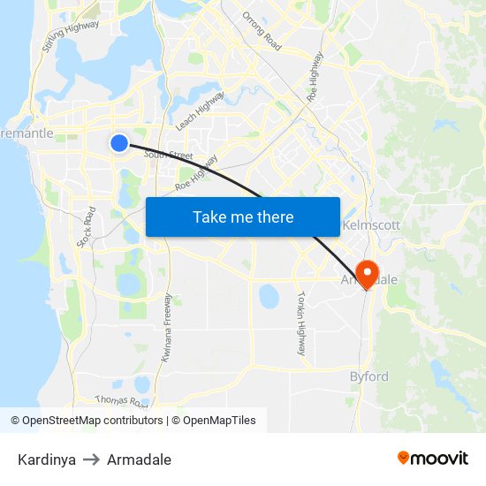 Kardinya to Armadale map