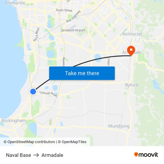 Naval Base to Armadale map