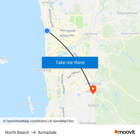 North Beach to Armadale map