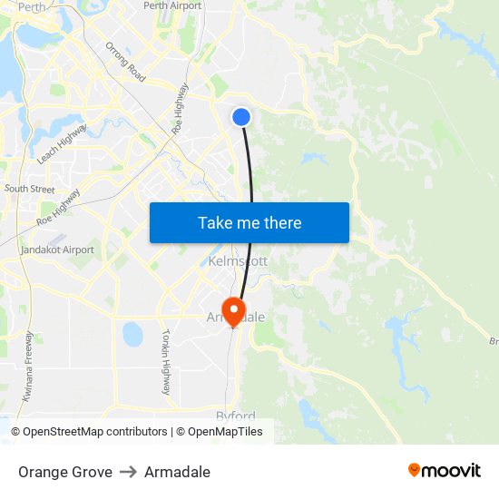 Orange Grove to Armadale map