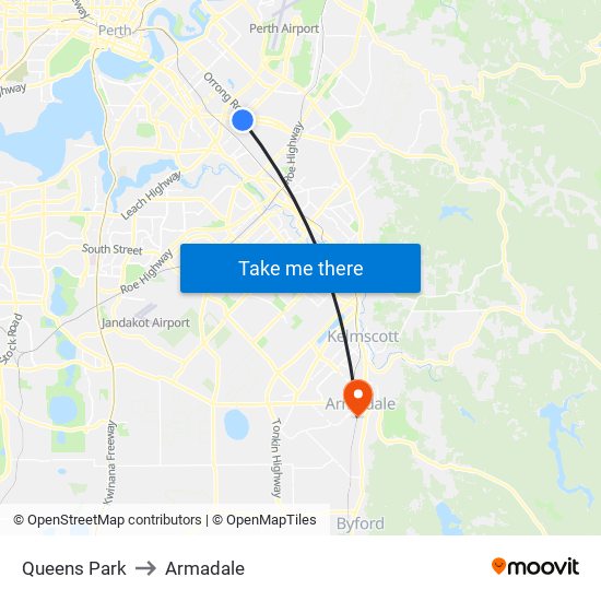 Queens Park to Armadale map