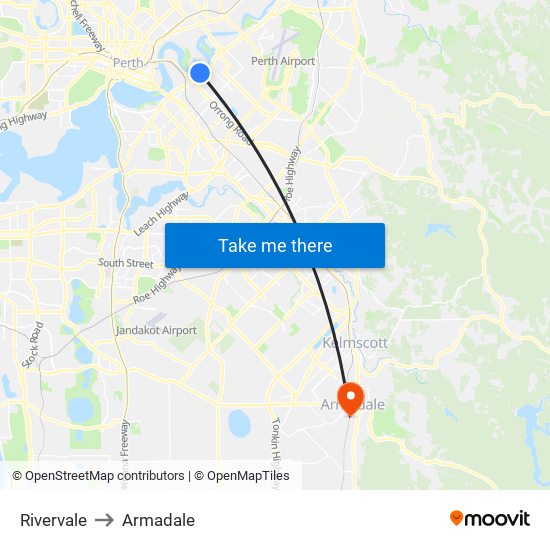 Rivervale to Armadale map