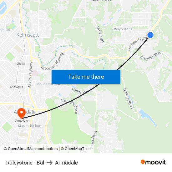 Roleystone - Bal to Armadale map