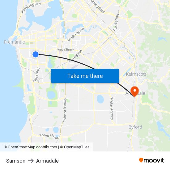 Samson to Armadale map