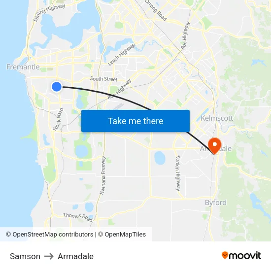 Samson to Armadale map